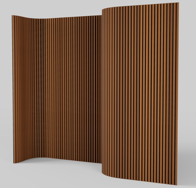 curved wood slat wall