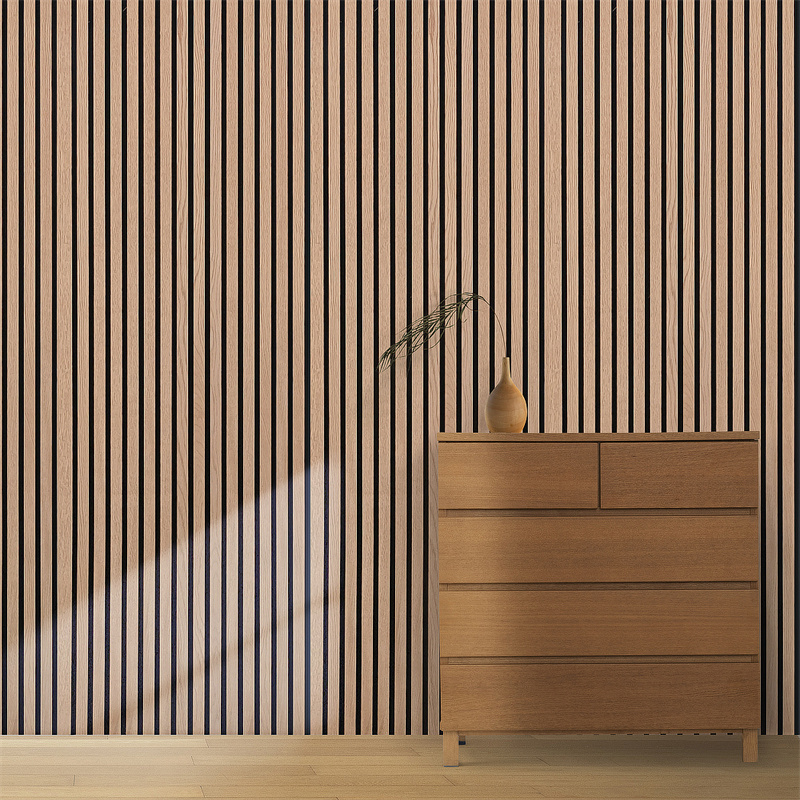 Akupanel Natural Oak Walnut Wood Slat Wall Panels