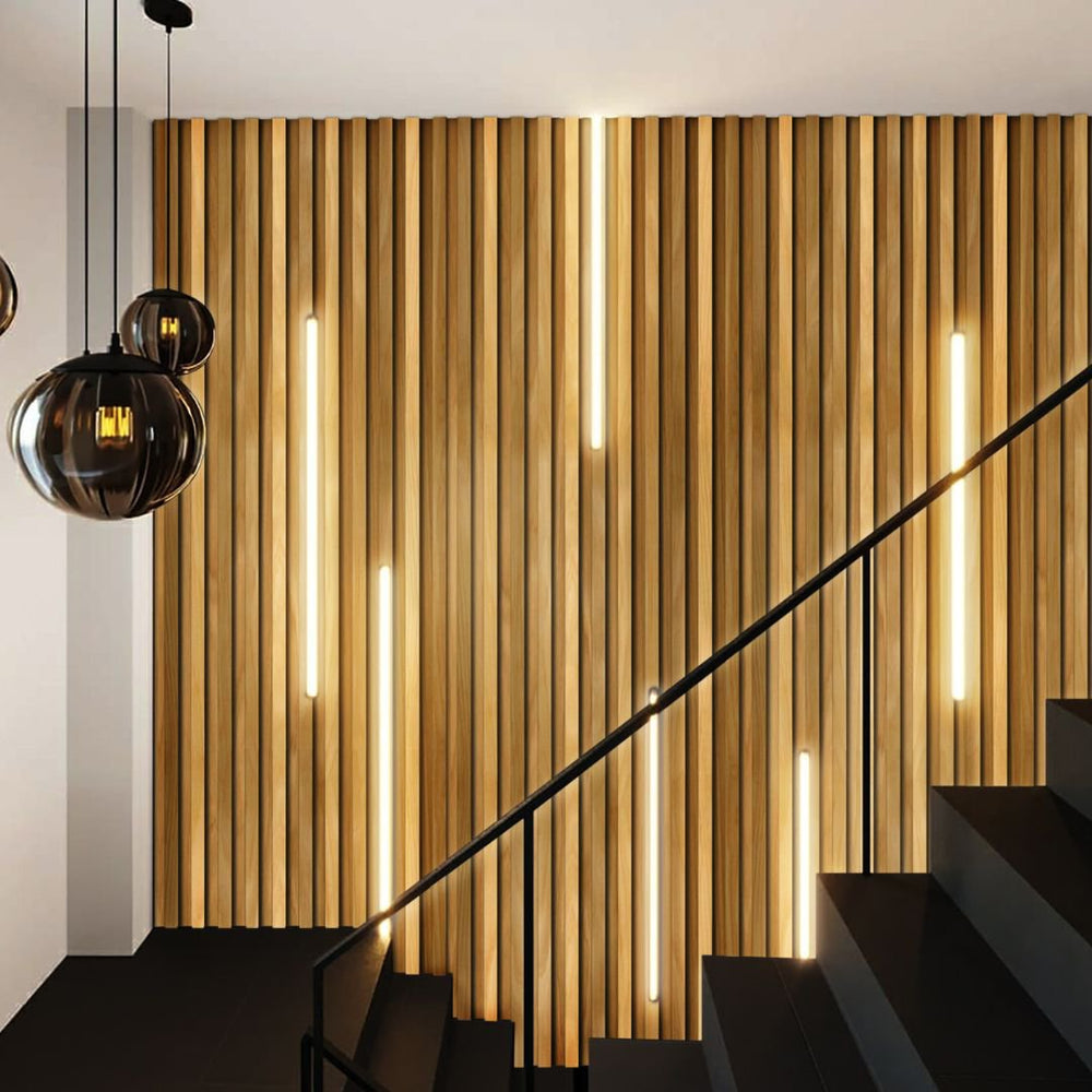 Slat Wood Wall Panels with LED Light Strips