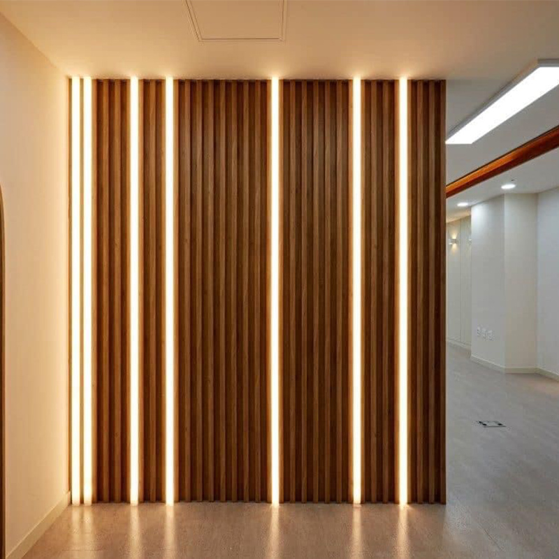 Slat Wood Wall Panels with LED Light Strips